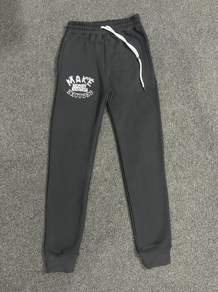 Make Money Not Excuses Joggers Suit Set- Black